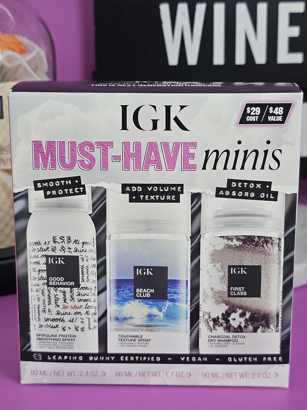 IGK Must-Have Minis - Pink Travel Hair Care Trio